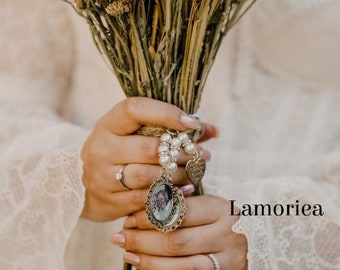 Personalized Memorial Photo Bouquet Charm, Bouquet Photo Charm, Memory Charm For Bridal Bouquet, Picture Bouquet Charm
