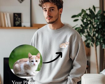 Sudadera personalizada bordada para mascotas, Camiseta para amantes de las mascotas, Regalos para dueños de mascotas, Regalos para mascotas, Bordado de gato, Regalo conmemorativo para mascotas, Regalo por la pérdida de una mascota