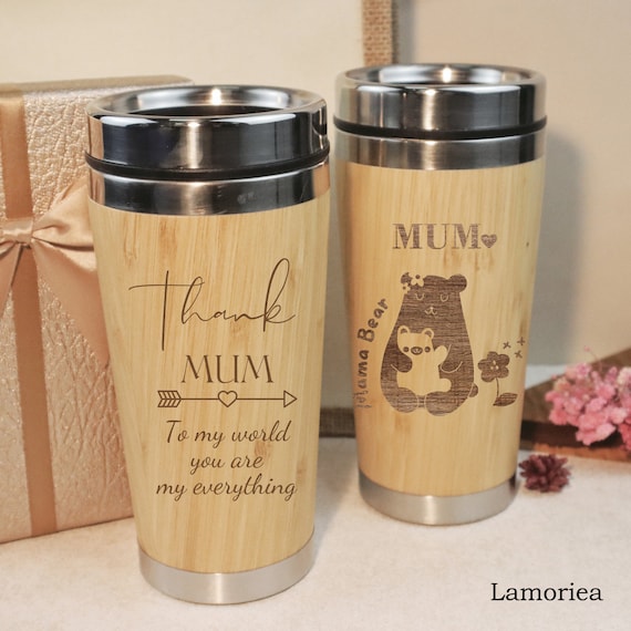 Laser Engraved Bamboo Travel Coffee Mug