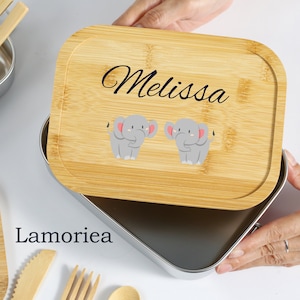 Lonchera de bambú personalizada, lonchera de madera, tupperware ecológico, lonchera personalizada, lonchera para niños, regalo para niños, lonchera de animales
