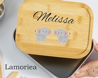 Personalized Bamboo Lunch Box, Wooden Lunch Box, Eco-friendly Tupperware, Custom Lunch Box,Lunch Box for Kids,Gift for kids,Animal Lunch Box