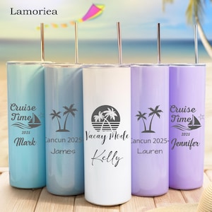 Personalized Vacation Tumblers, Laser Engraved Cruise Tumbler, Summer Beach Tumblers, Girls Vacation Tumblers, Gift for Her, Gift for Him