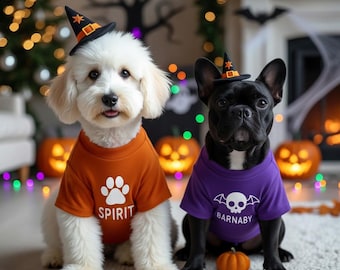 Personalized Spooky Pet Shirt, Halloween Dog Outfit, Dog Paw Print Shirt, Funny Dog Shirt, Pet Shirt, Spooky Dog tshirt, Fall Dog Shirt