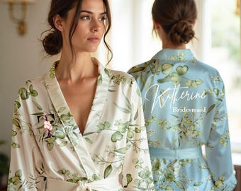 Personalized Floral Robes, Floral Bridesmaid Robes, Girls Weekend, Wedding Party Gift, Gift for Bridesmaid, Women Robe, Gift for her