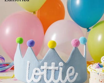 Hand Embroidered Kids Birthday Crown, Hat for Kids, Princess Crown, Party Crown, Baby First Birthday Crown, Birthday Crown Girls and Boys