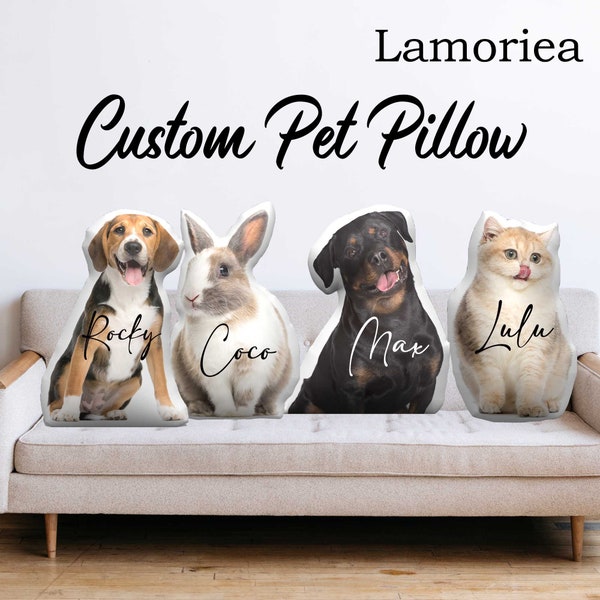 Customized Pet Pillow with Name, Custom Pet Pillow Dog Throw Pillow, 3D Custom Dog Cat Photo Pillow, Cat Dog Memorial Gifts