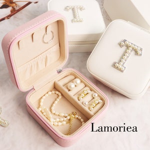 Personalized Initial jewelry box jewellery storage ring box travel jewellery case girls jewellery box gift for her Valentines day gift image 2