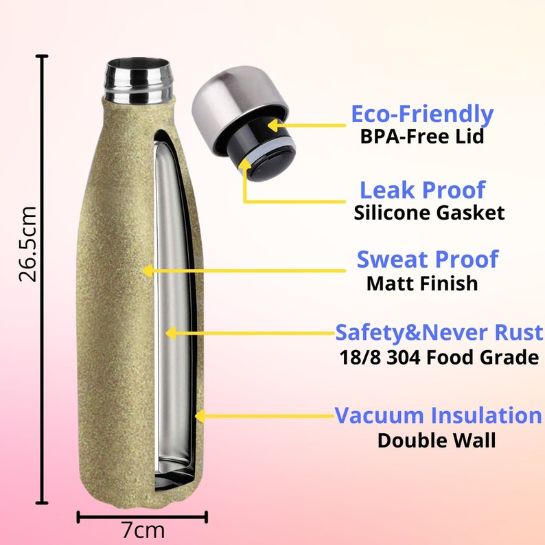 Personalised Water Bottle Vacuum, Insulated Stainless Steel Flask, Sports Bottle, Gym Water Bottle, Christmas Gift, Father's Day Gift image 2