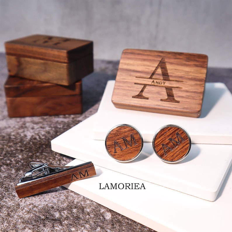 Personalised Wood Wedding Role Cufflinks, Groom Cufflinks, Best Man Cufflinks, Party Role Cufflinks, Wood Engraved Cufflinks image 5