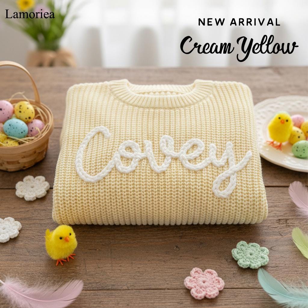Personalized Baby Jumper with Hand-Embroidered Name Monogram, Baby Girls Sweater With Name, Christmas gift Birthday Gift For Girls Boys
