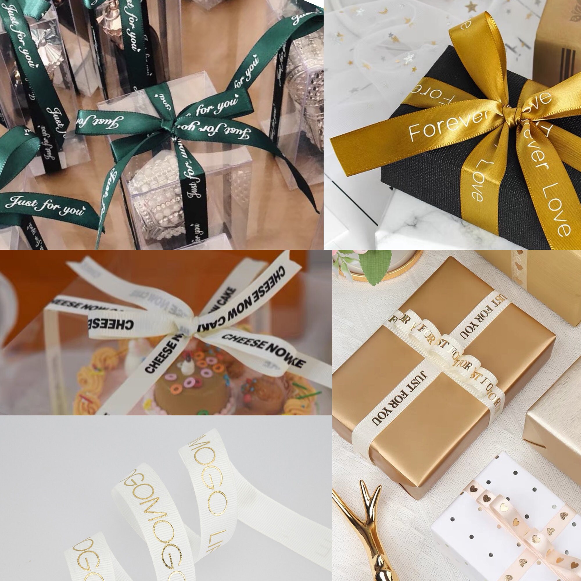 Personalized Ribbon, 100 Yard Custom Printed Gold Ribbon, Christmas ...