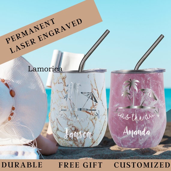 Home & Living :: Kitchen & Dining :: Drinkware :: Personalized Wine Tumbler  // stainless wine tumbler // Rose Gold // girls weekend ideas // wine  tumblers with straw