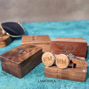 Personalised Wood Wedding Role Cufflinks, Groom Cufflinks, Best Man Cufflinks, Party Role Cufflinks, Wood Engraved Cufflinks image 4