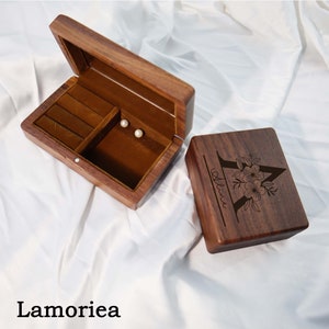 Boîte à bijoux en bois, boîte à bijoux personnalisée, boîte à bijoux en bois personnalisée, cadeau pour elle, boîte à bijoux de voyage, boîte à bijoux de demoiselle d'honneur