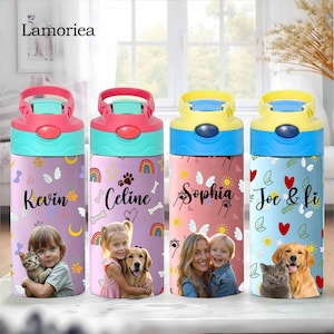 Personalized Kids Bottle, Name Water Bottle with Straw, Back to School Tumbler, Kindergarten Gifts, Kids Party Favors, Kids Birthday Gift