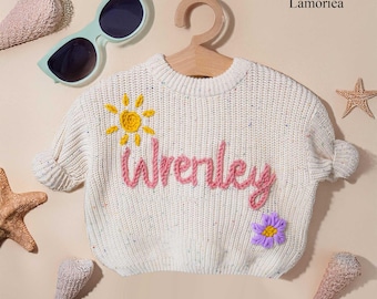 Custom Baby Embroidery Sweater, Toddler Birthday Gift, Kids Christmas Gifts, Baby Name Jumper, Hand Embroidery Sweater, Baby Gifts, Kid Gift