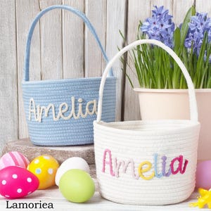Handgemachter Osterkorb, personalisierter Babykorb, Baby-Geschenkkorb, personalisierte Ostern, Babygeschenk, Babynamengeschenk, Aufbewahrungskorb, Kindergeschenk