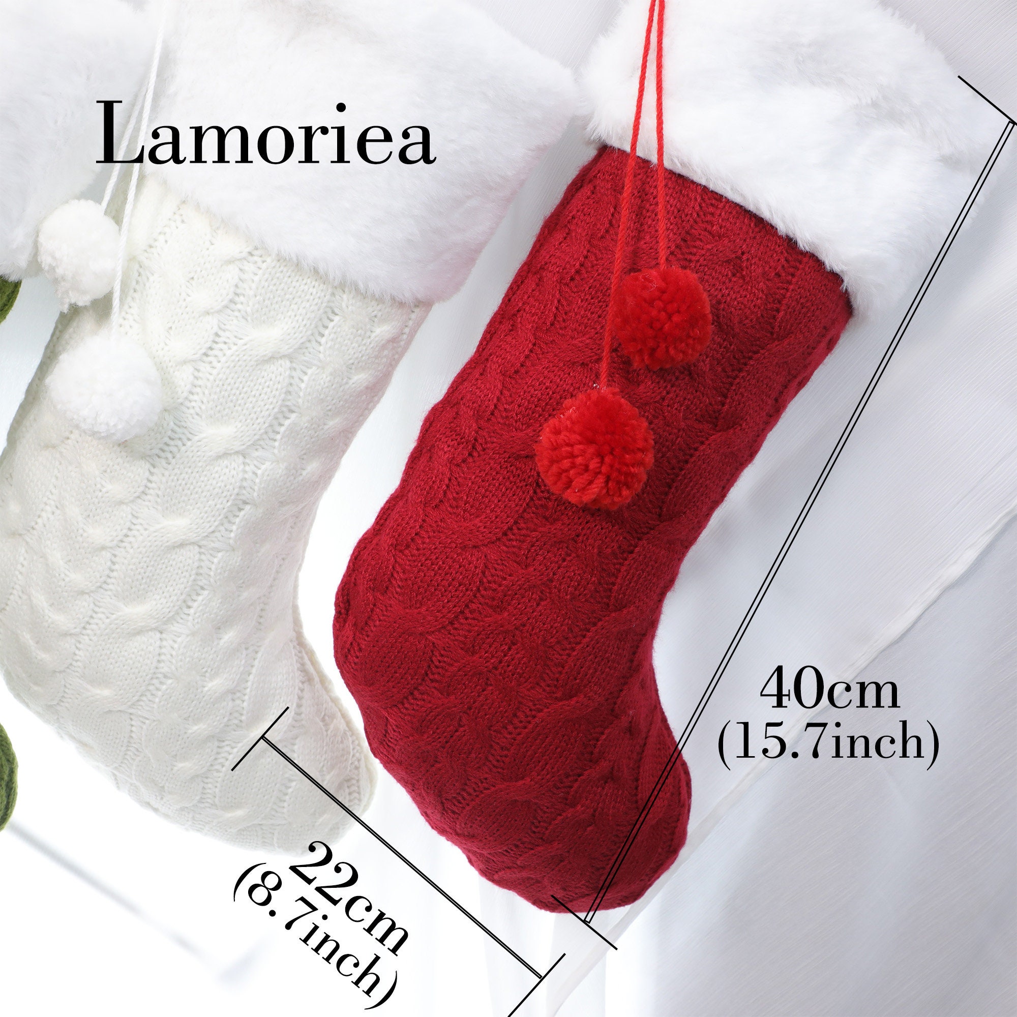Calza Di Natale Personalizzata Con Iniziale B - 45,7 Cm, Morbida Maglia Ricamata A Mano Con Cappello Di Babbo Natale, Per Camino O Decorazione Festiva - 2