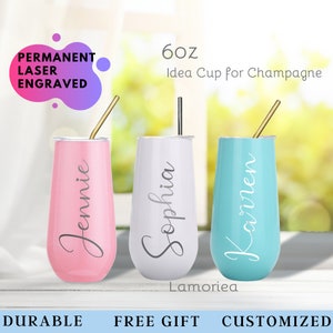 Bridesmaid Tumbler, Bridesmaid Gift, Custom 6oz Champagne Tumbler, Bridal Party Gift , Bridesmaid Champagne Tumbler, Bridesmaid Proposal