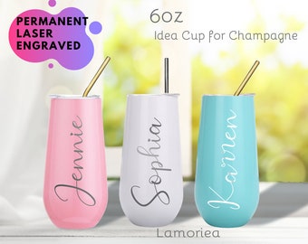 Bridesmaid Tumbler, Bridesmaid Gift, Custom 6oz Champagne Tumbler, Bridal Party Gift , Bridesmaid Champagne Tumbler, Bridesmaid Proposal