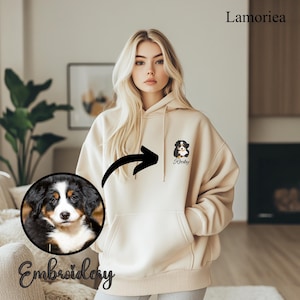 Personalized Embroidered Pet Shirt, Pet Photo Hoodie, Embroidered Pet Photo Sweatshirt, Dog Sweater, Pet Memorial, Pet Portrait, Pet Gifts