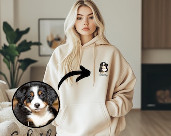 Personalized Embroidered Pet Shirt, Pet Photo Hoodie, Embroidered Pet Photo Sweatshirt, Dog Sweater, Pet Memorial, Pet Portrait, Pet Gifts