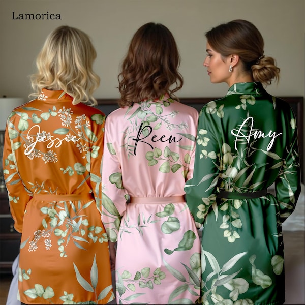 Bata floral personalizada para damas de honor, batas para niñas de las flores, batas florales para novias, batas para la propuesta de damas de honor, batas para bodas, boda tropical