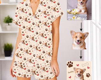 Customized Pet Pajamas Set, Pet Face Pajamas, Dog Lover PJs, Family Pajamas, Pet Portrait, Matching Pajamas, Gift for Her, Birthday Pajamas