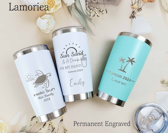 Personalized 20oz Vacation Tumbler, Custom Travel Mug, Laser Engraved Tumbler, Stainless Steel Mug, Insulated Tumbler, Beach Tumbler [LM100]