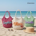 Personalized Beach Tote Bag for Women, Custom Name Beach Bag, Bridesmaid Beach Tote, Summer Vacation Tote, Bride Beach Bag, Girls Bag product logo