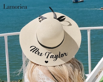 Personalized Adjustable Honeymoon Beach Hats Bridesmaid Hats Beach Hat Custom Name Bachelorette Hats Beach Bachelorette Party Favor Gifts