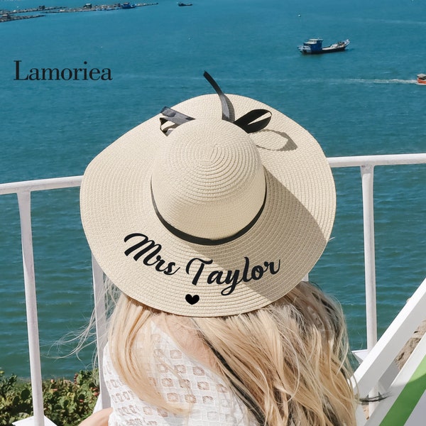 Chapeaux de plage de lune de miel réglables personnalisés Chapeaux de demoiselle d'honneur Chapeau de plage Nom personnalisé Bachelorette Chapeaux Beach Bachelorette Party Favor Cadeaux