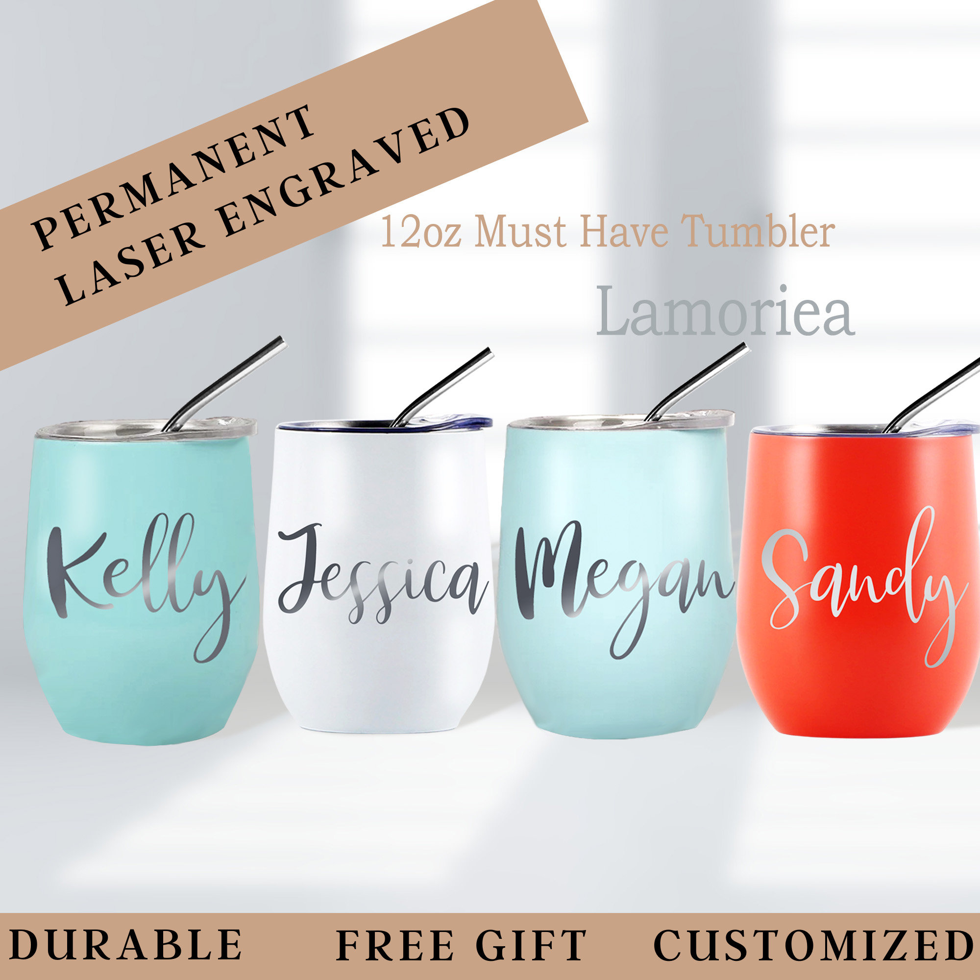 12oz Sublimation Stemless Wine Coffee Travel Tumbler Stainless Steel Wine  Glasses Double Wall Beach Tumbler with