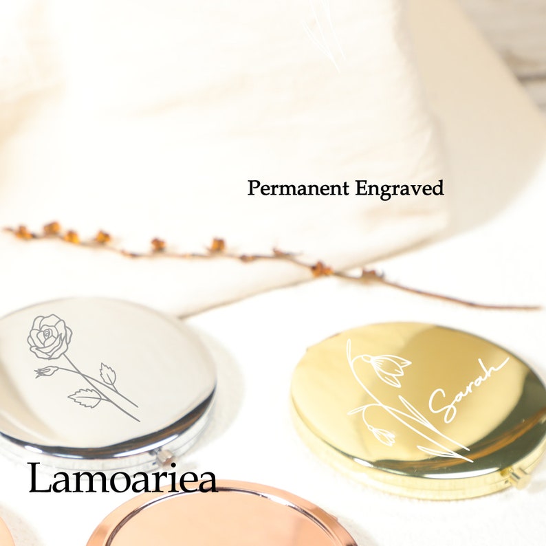 Engraved Compacts Custom Engraved Compact Mirror, Bridesmaid Proposal Gifts, Personalized ...
