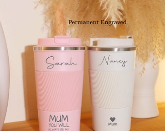 Personalisierte Mom Kaffeetasse Reisekaffeetasse Isolierte Edelstahltasse für Mama Schwiegermutter Geschenk, Muttertagsgeschenk