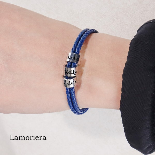 Bracciale personalizzato con nome di perline, braccialetto dell'amicizia personalizzato, festa della mamma a sorpresa, emoji di charme, regalo personalizzato per lui per lei