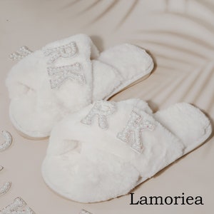 Personalized Bridal Slipper Bridesmaid Gifts Bridal Shower Wedding Bridesmaid Fluffy Bachelorette Hen Fluffy Slippers Mother gifts Christmas