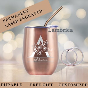 Personalized Wine Tumbler, Insulated Wine Cup, Custom Wine Glasses,Engraved Wine Tumbler with Lid
