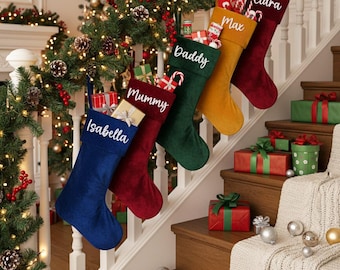 Embroidered Family Christmas Stockings, Matching Family Stockings, Holiday Mantel Stockings, Stockings with Names, Christmas Decor 2026