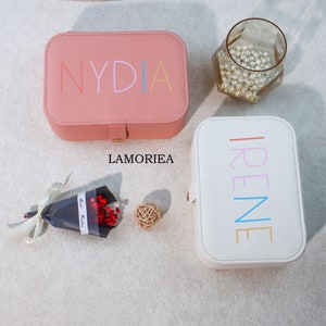 Bridesmaid Gift, Personalize jewellery box, Travel Jewelry Case, Custom Jewelry Boxes, Bridesmaid Jewelry Box, Custom Name Jewelry box