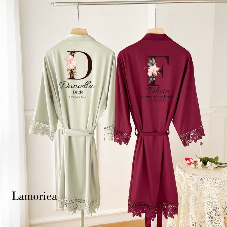 Personalised Bridesmaid Bride Robe Wedding Dressing Gown Etsy