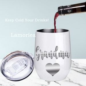 Grandma Wine Tumbler, Insulated Wine Cup, Custom Wine Glasses,Engraved Wine Tumbler with Lid,Bachelorette Party Favors,Bridesmaid Gift