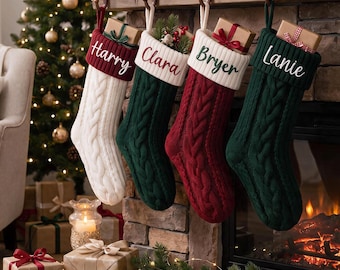 2026 Personalized Christmas Stockings, Embroidered Stocking with Name, Holiday Stocking, Family Christmas Gift, Christmas Mantel Decor