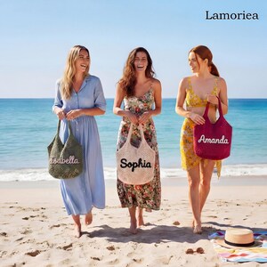 Sacs de plage d'été personnalisés, sac fourre-tout pour femme, sac de voyage fille, sac femme, sac de vacances, sac fourre-tout en toile, fourre-tout réutilisable, cadeau pour elle image 2