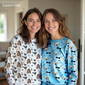 Personliga herrpyjamasar, dampyjamasar, personliga ansiktsbyxor, familjepyjamasar, födelsedagspresenter, pyjamasset, present till henne, present till honom