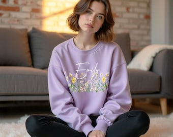 Custom Floral Sweatshirt, Flower Sweatshirt, Floral Tshirt, Womens Floral Shirt, Birth Flower Sweatshirt, Grandma Sweatshirt, Gift for Her