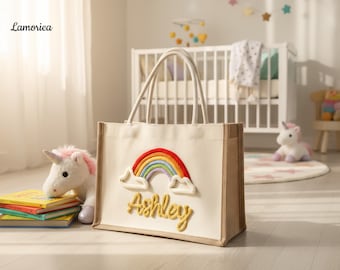 Fourre-tout d'école personnalisé pour enfants, sac fourre-tout pour garderie, sac à provisions pour enfants, sac de plage pour tout-petits, cadeau pour enfants, sac fourre-tout préscolaire, cadeau d'anniversaire pour enfant