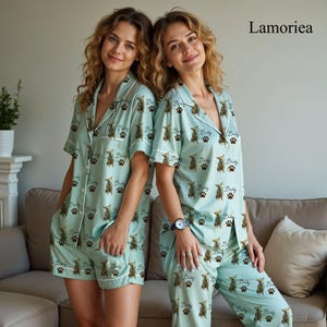 Personlig familjepyjamas, hundporträtt, present till husdjursälskare, pyjamas för kvinnor, husdjursfotopyjamas, minnesgåva, present till henne, present till honom