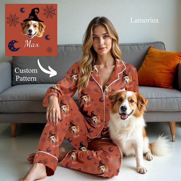 Pyjama d'Halloween personnalisé pour animal de compagnie, pyjama d'Halloween pour chien, vêtements de nuit effrayants d'Halloween, pyjamas d'Halloween assortis, cadeaux pour les amoureux des animaux de compagnie