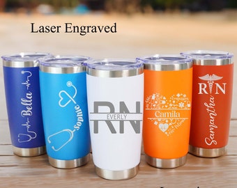 Gepersonaliseerde 20oz Nurse Tumbler, Gegraveerde Nurse Coffee Tumbler, Stethoscoop Geschenken, RN Mokken, Medische Geschenken, Verpleegkundige Geschenken, Afstudeergeschenken